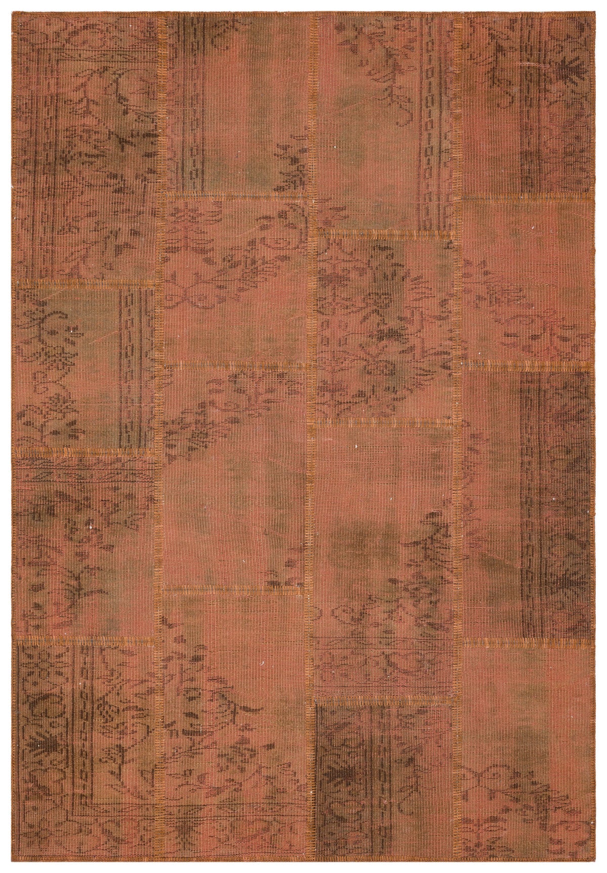 Brown Over Dyed Patchwork Unique Rug 5&#39;4&#39;&#39; x 7&#39;8&#39;&#39; ft 162 x 233 cm