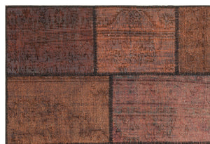 Brown Over Dyed Patchwork Unique Rug 5'3'' x 7'7'' ft 159 x 232 cm