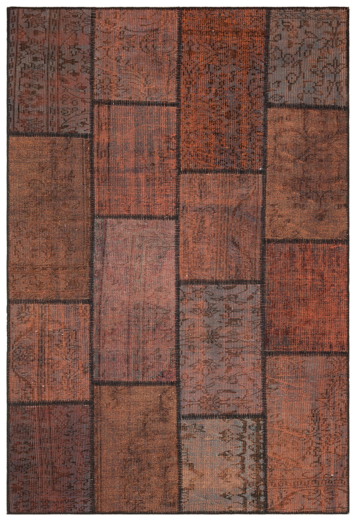 Brown Over Dyed Patchwork Unique Rug 5&#39;3&#39;&#39; x 7&#39;7&#39;&#39; ft 159 x 232 cm
