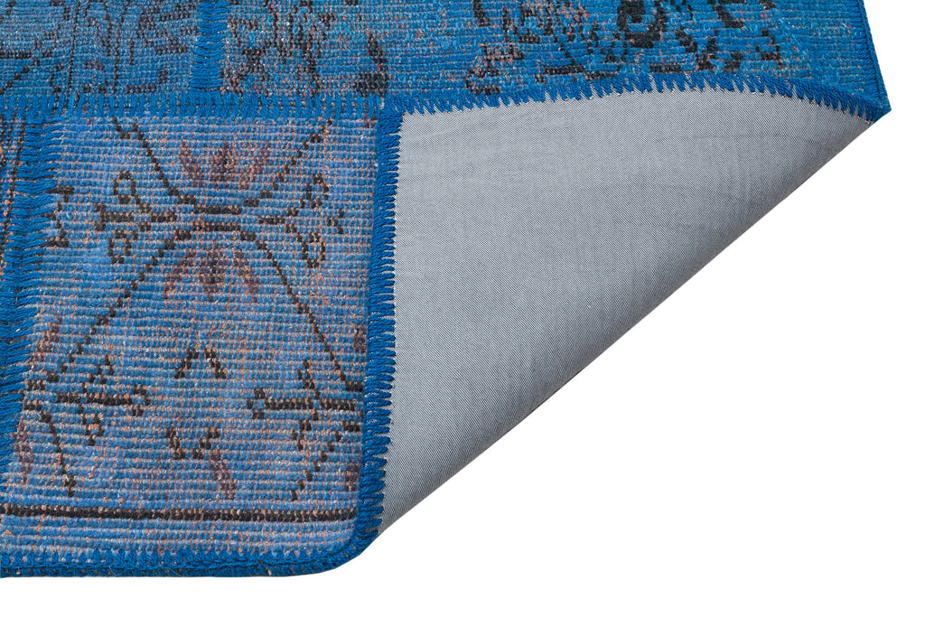 Blue Over Dyed Patchwork Unique Rug 5'4'' x 7'7'' ft 162 x 231 cm