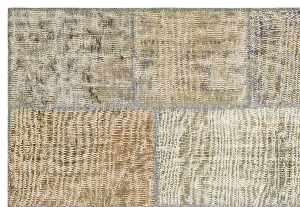 Beige Over Dyed Patchwork Unique Rug 5&#39;3&#39;&#39; x 7&#39;7&#39;&#39; ft 160 x 231 cm