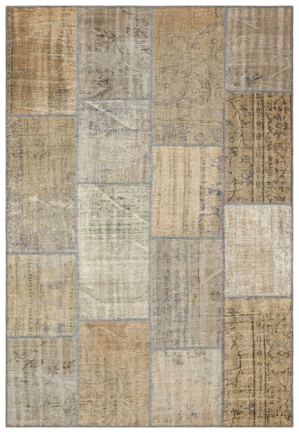 Beige Over Dyed Patchwork Unique Rug 5'3'' x 7'7'' ft 160 x 231 cm