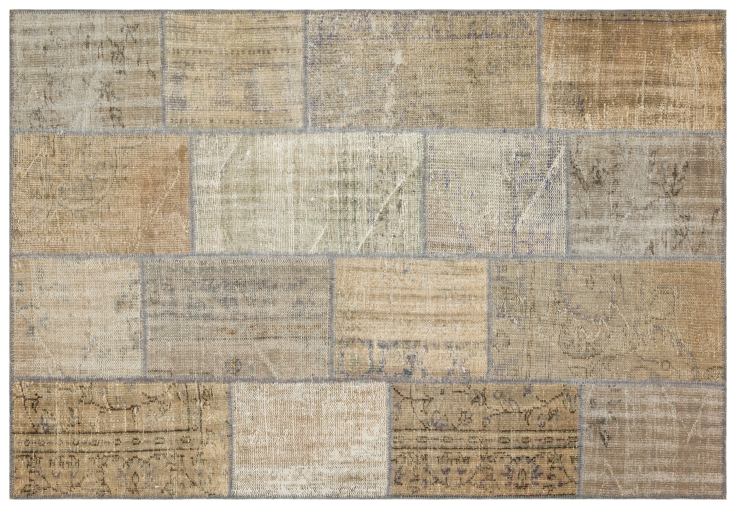 Beige Over Dyed Patchwork Unique Rug 5'3'' x 7'7'' ft 160 x 231 cm
