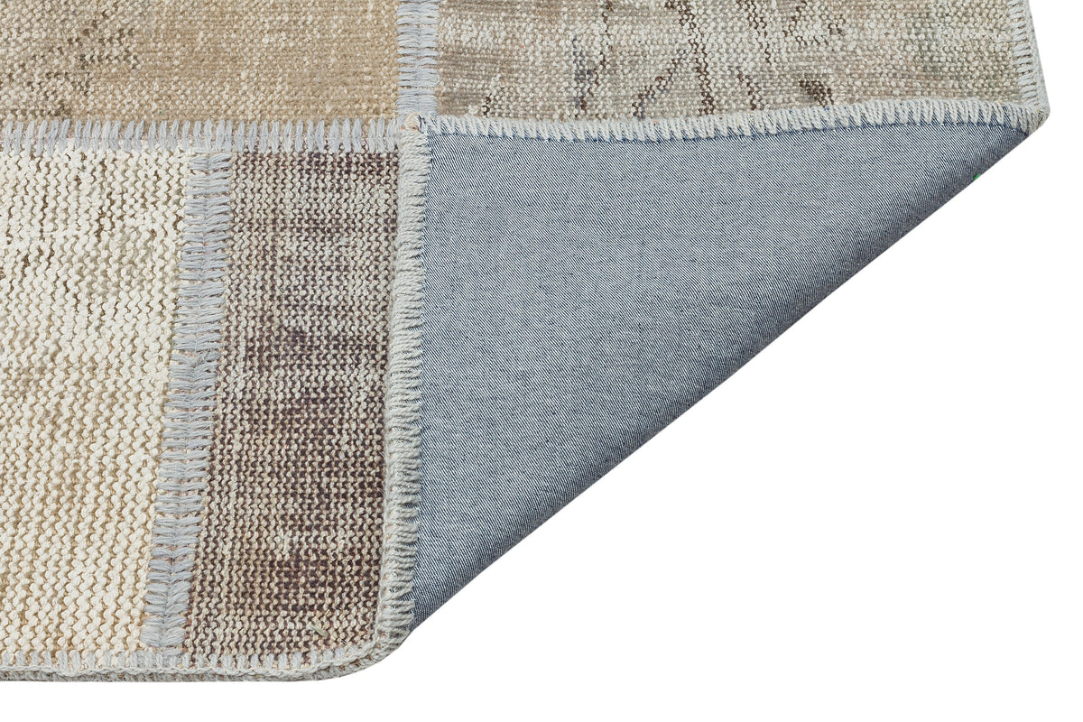 Beige Over Dyed Patchwork Unique Rug 5&#39;3&#39;&#39; x 7&#39;7&#39;&#39; ft 161 x 232 cm
