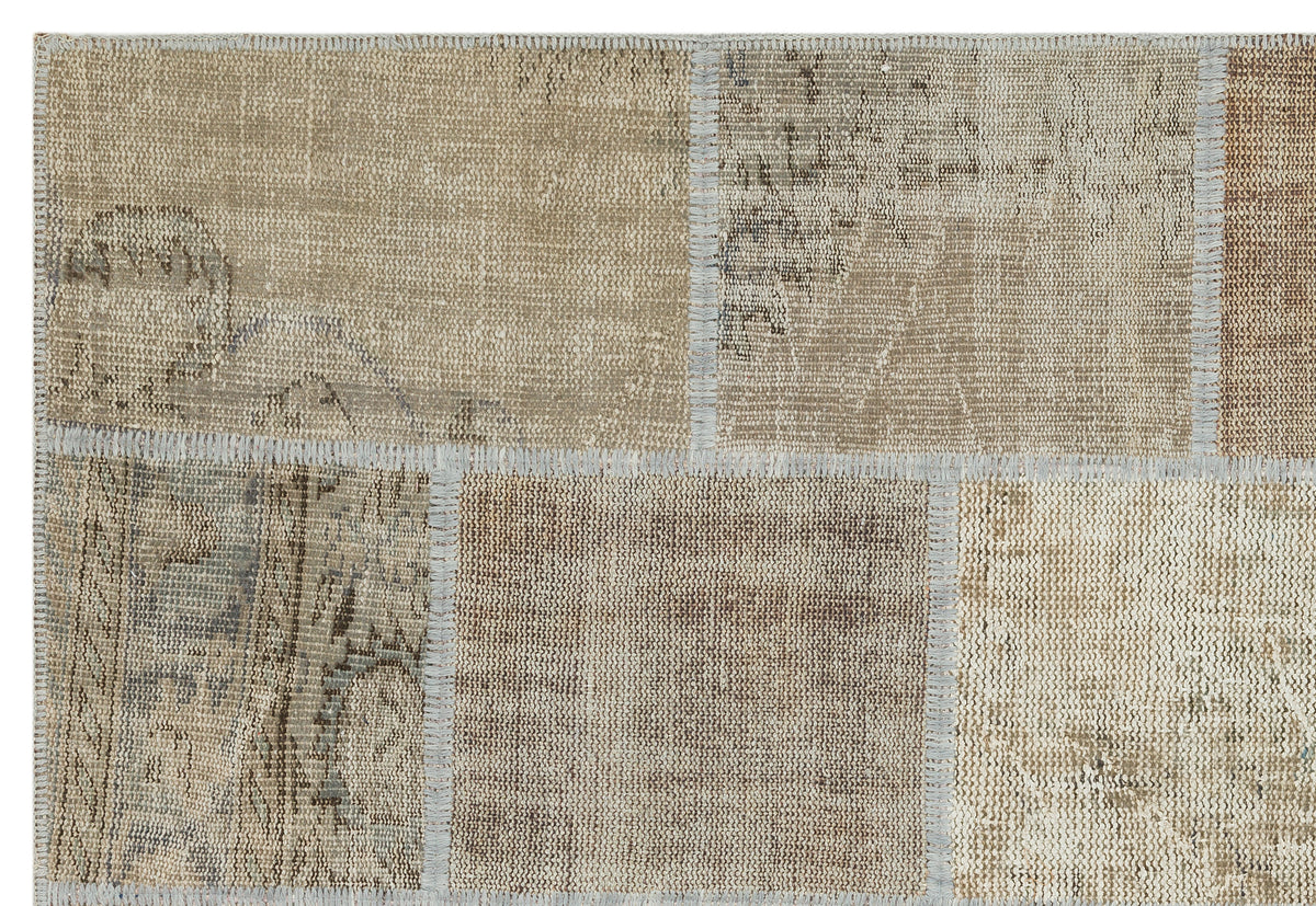 Beige Over Dyed Patchwork Unique Rug 5&#39;3&#39;&#39; x 7&#39;7&#39;&#39; ft 161 x 232 cm