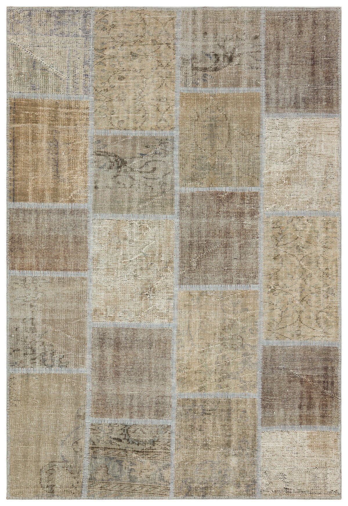 Beige Over Dyed Patchwork Unique Rug 5&#39;3&#39;&#39; x 7&#39;7&#39;&#39; ft 161 x 232 cm