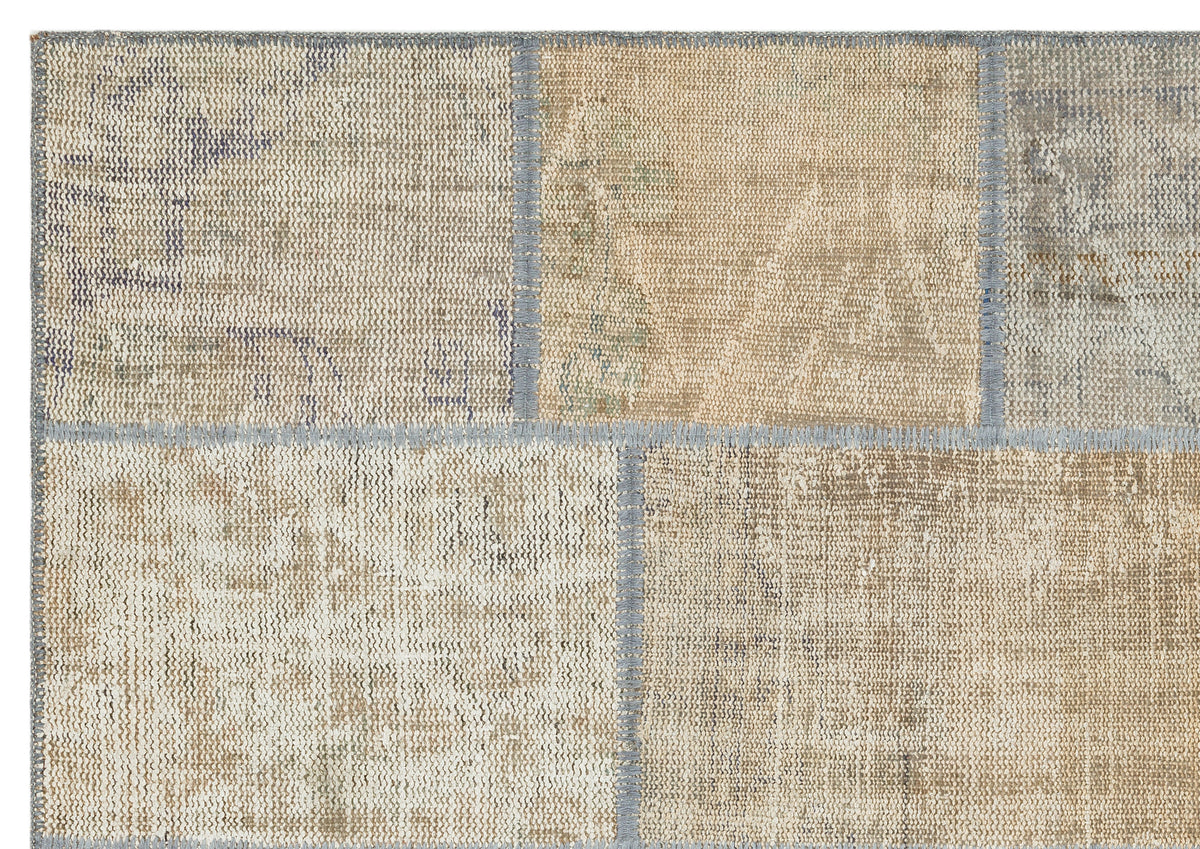 Beige Over Dyed Patchwork Unique Rug 5&#39;3&#39;&#39; x 7&#39;7&#39;&#39; ft 161 x 231 cm