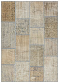 Beige Over Dyed Patchwork Unique Rug 5'3'' x 7'7'' ft 161 x 231 cm