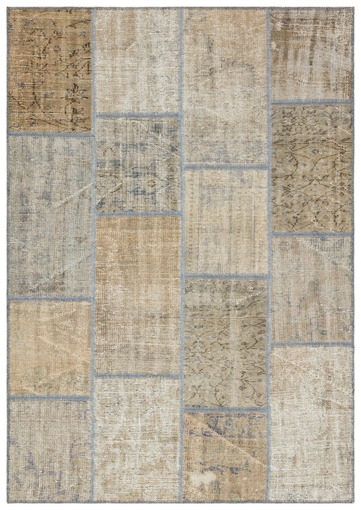 Beige Over Dyed Patchwork Unique Rug 5&#39;3&#39;&#39; x 7&#39;7&#39;&#39; ft 161 x 231 cm