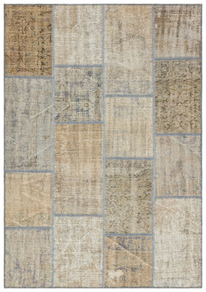 Beige Over Dyed Patchwork Unique Rug 5'3'' x 7'7'' ft 161 x 231 cm