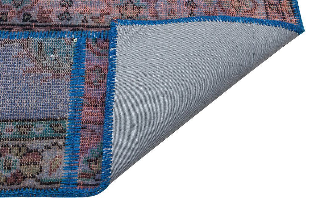 Blue Over Dyed Patchwork Unique Rug 5'4'' x 7'7'' ft 162 x 231 cm