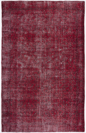Red Over Dyed Vintage Rug 6'5'' x 10'1'' ft 195 x 308 cm