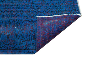 Retro Design Blue Over Dyed Vintage Rug 4'11'' x 8'5'' ft 150 x 257 cm