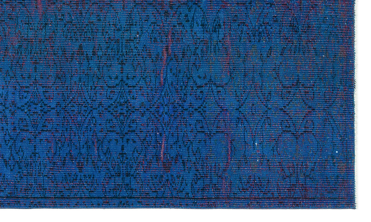 Retro Design Blue Over Dyed Vintage Rug 4&#39;11&#39;&#39; x 8&#39;5&#39;&#39; ft 150 x 257 cm