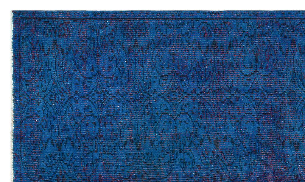 Retro Design Blue Over Dyed Vintage Rug 4'11'' x 8'5'' ft 150 x 257 cm