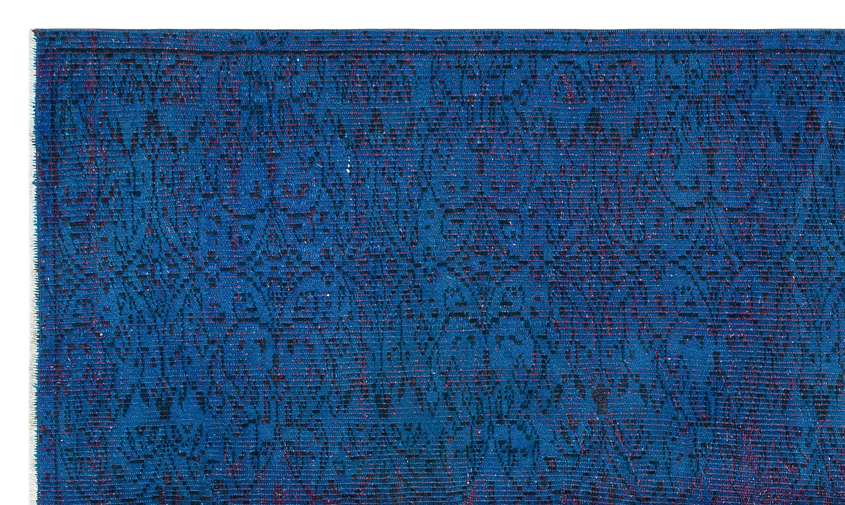 Retro Design Blue Over Dyed Vintage Rug 4&#39;11&#39;&#39; x 8&#39;5&#39;&#39; ft 150 x 257 cm