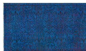 Retro Design Blue Over Dyed Vintage Rug 4'11'' x 8'5'' ft 150 x 257 cm