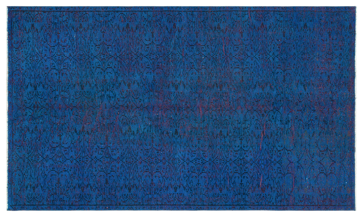 Retro Design Blue Over Dyed Vintage Rug 4&#39;11&#39;&#39; x 8&#39;5&#39;&#39; ft 150 x 257 cm