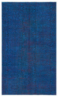 Retro Design Blue Over Dyed Vintage Rug 4'11'' x 8'5'' ft 150 x 257 cm