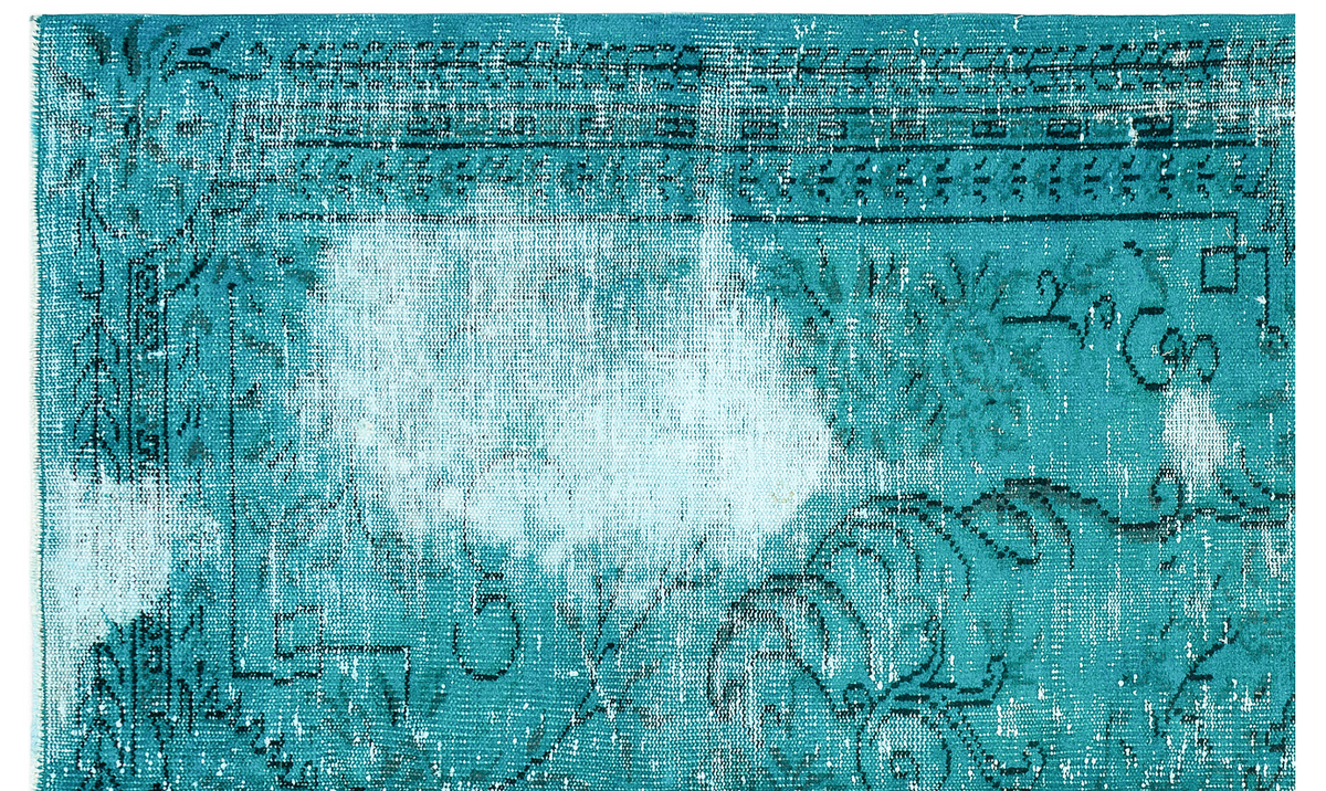 Traditional Design Turquoise Over Dyed Vintage Rug 5&#39;1&#39;&#39; x 8&#39;4&#39;&#39; ft 156 x 253 cm