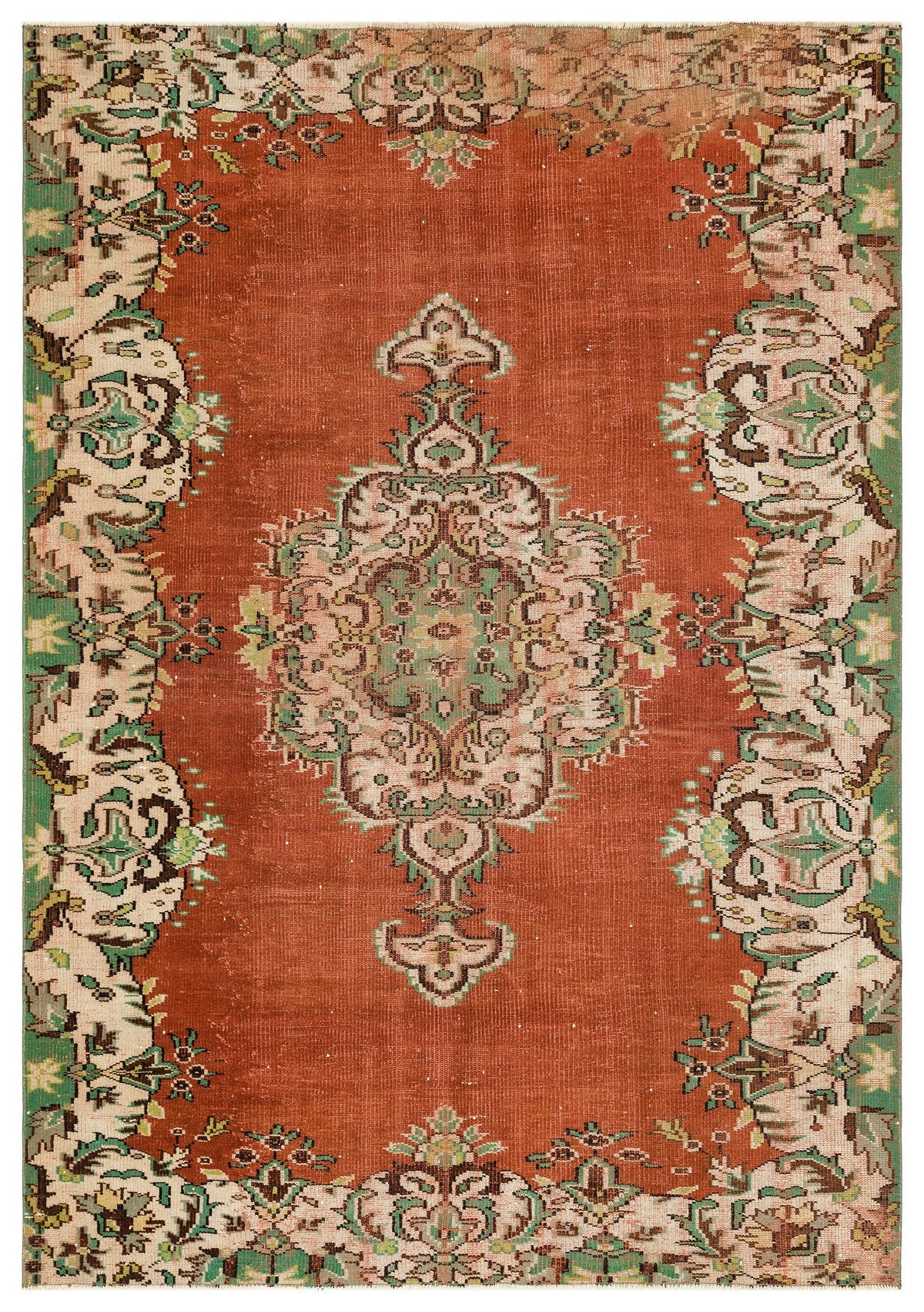 Colored Over Dyed Rug | Traditional Design  Rug | Turkish Rug | Hand Weaving Rug  | Bedroom Rug | Wool Rug | Vintage Rug | Retro Rug | Patterned Rug | Naturel Rug  | Boho Rug I 5&#39;11&#39;&#39; x 8&#39;7&#39;&#39; ft 181 x 262 cm