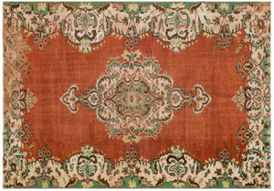 Colored Over Dyed Rug | Traditional Design  Rug | Turkish Rug | Hand Weaving Rug  | Bedroom Rug | Wool Rug | Vintage Rug | Retro Rug | Patterned Rug | Naturel Rug  | Boho Rug I 5'11'' x 8'7'' ft 181 x 262 cm