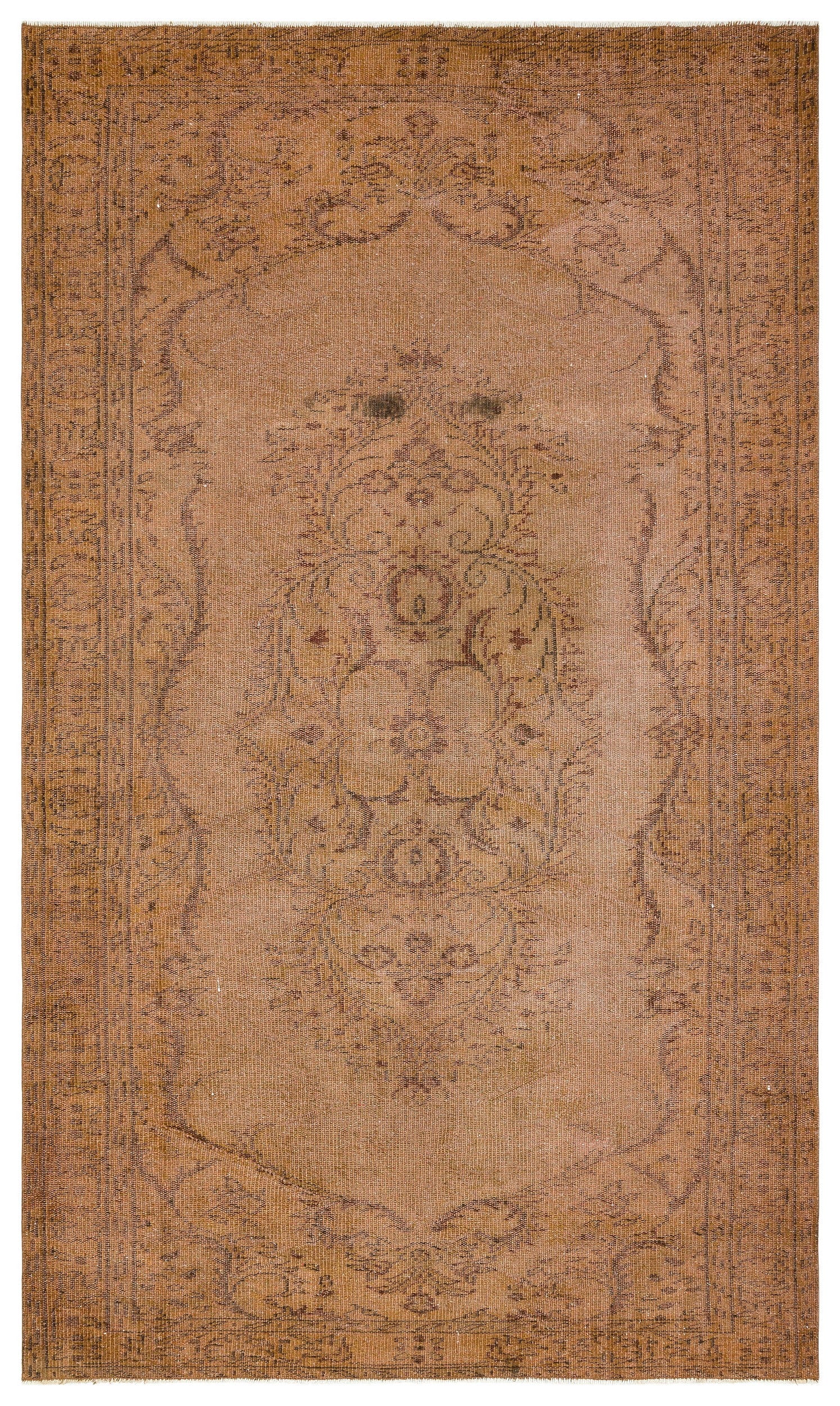 Traditional Deasign Brown Over Dyed Vintage Rug 5'7'' x 9'6'' ft 169 x 289 cm