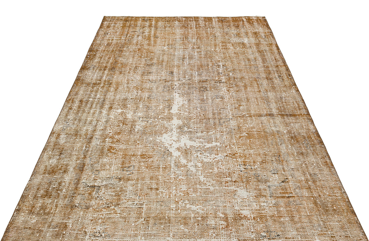 Brown Over Dyed Vintage Rug 5&#39;6&#39;&#39; x 7&#39;10&#39;&#39; ft 168 x 238 cm
