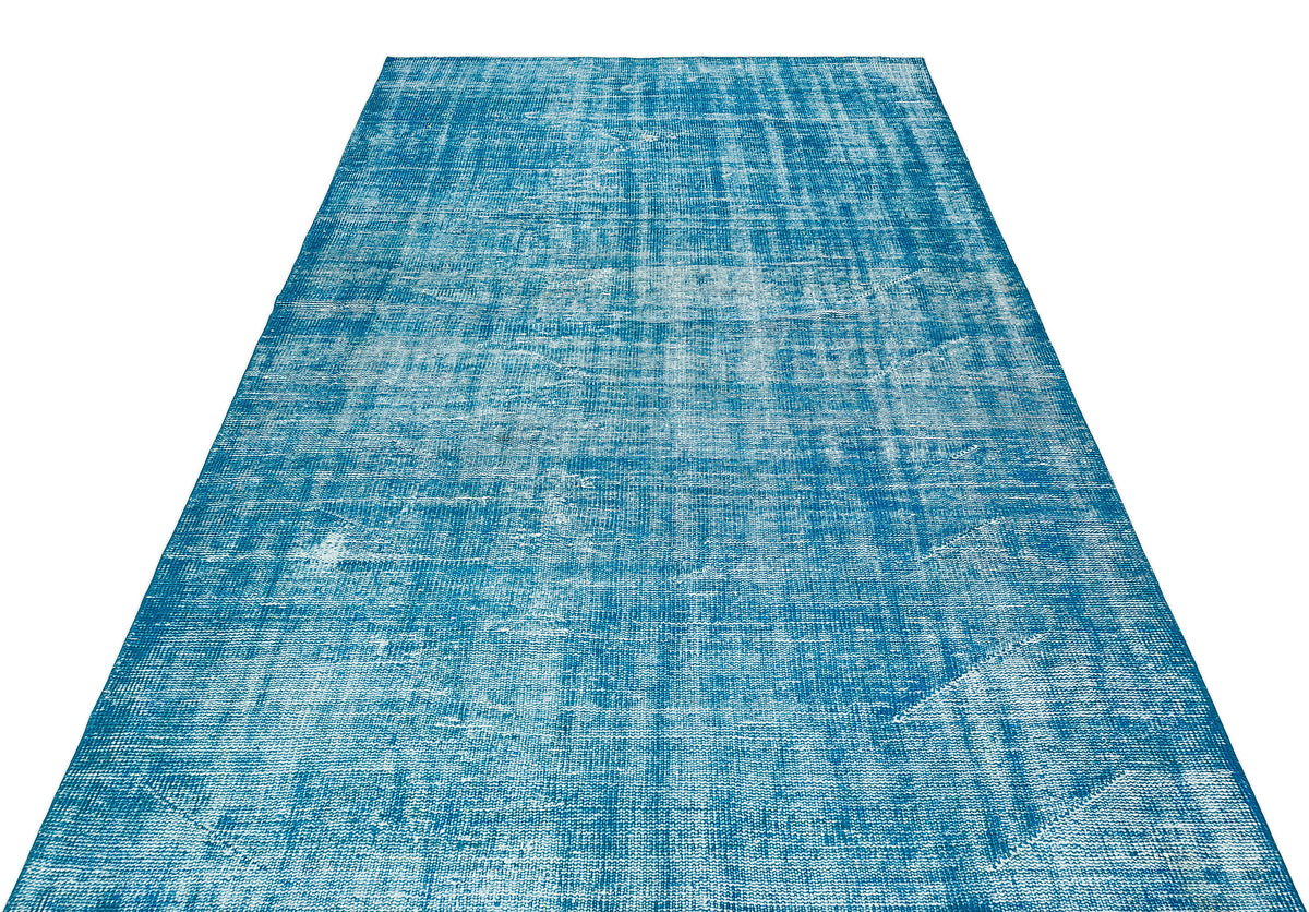 Turquoise Over Dyed Vintage Rug 5&#39;3&#39;&#39; x 8&#39;5&#39;&#39; ft 161 x 256 cm