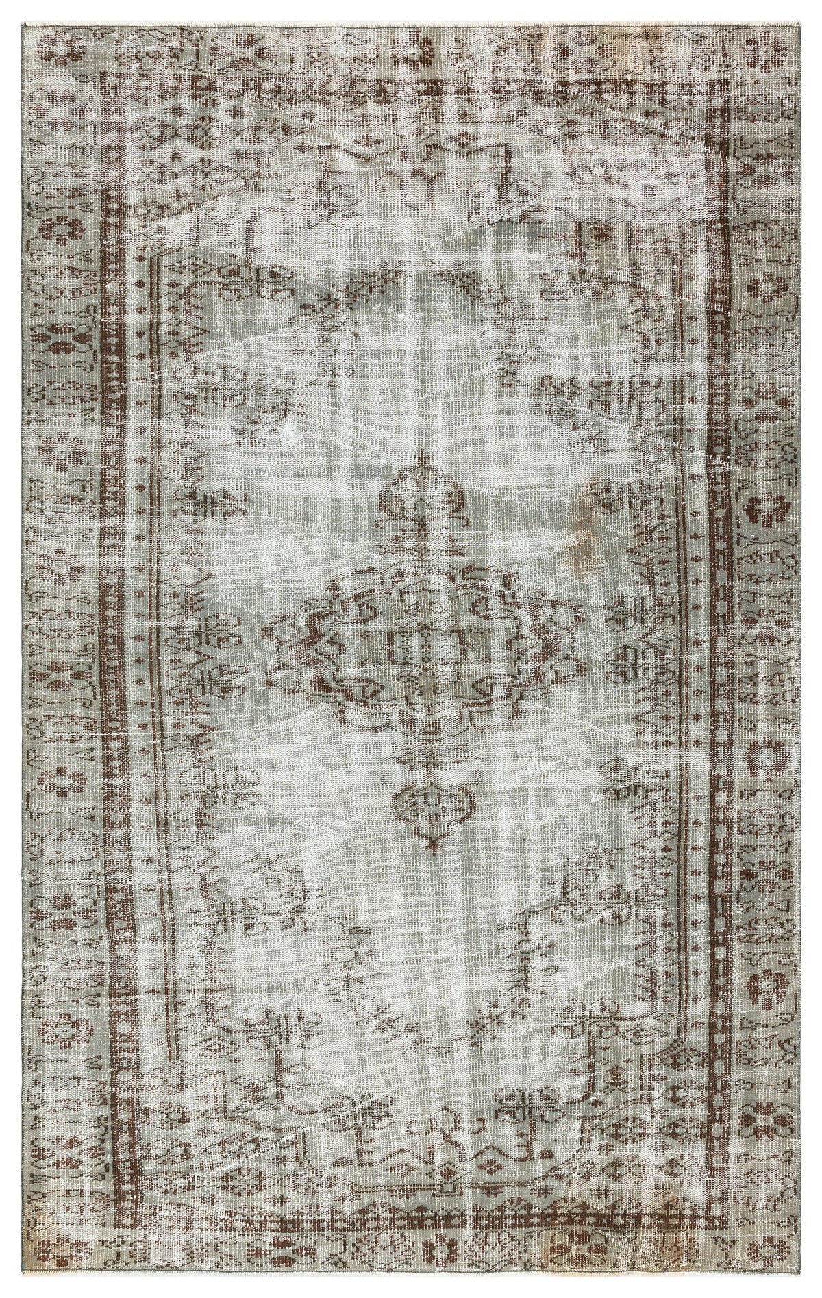 Traditional Design Gray Over Dyed Vintage Rug 5&#39;7&#39;&#39; x 8&#39;10&#39;&#39; ft 171 x 270 cm