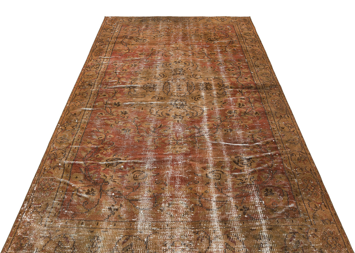 Traditional Design Brown Over Dyed Vintage Rug 4&#39;12&#39;&#39; x 8&#39;2&#39;&#39; ft 152 x 250 cm