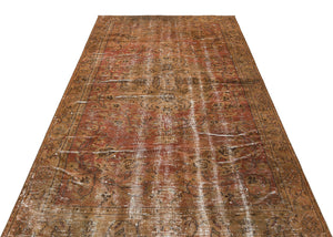 Traditional Design Brown Over Dyed Vintage Rug 4'12'' x 8'2'' ft 152 x 250 cm