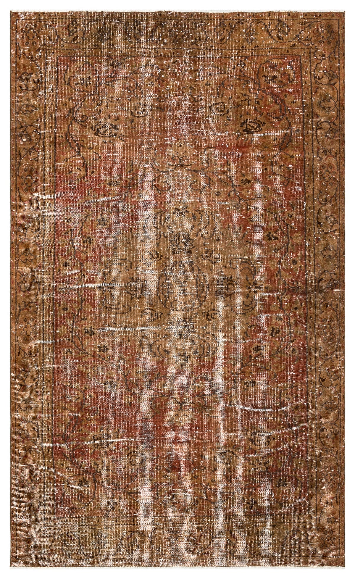 Traditional Design Brown Over Dyed Vintage Rug 4&#39;12&#39;&#39; x 8&#39;2&#39;&#39; ft 152 x 250 cm