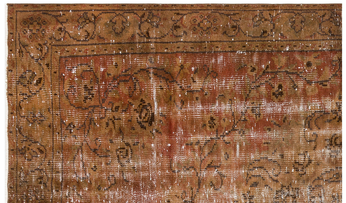 Traditional Design Brown Over Dyed Vintage Rug 4&#39;12&#39;&#39; x 8&#39;2&#39;&#39; ft 152 x 250 cm