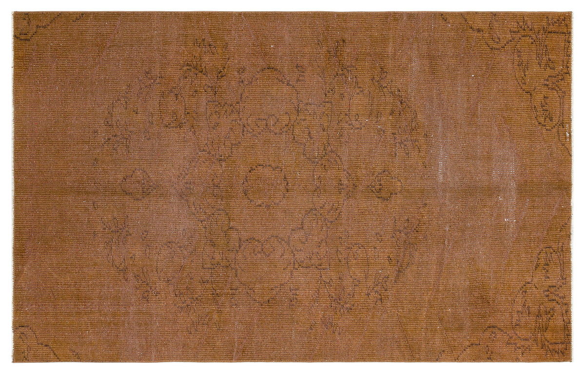 Traditional Design Brown Over Dyed Vintage Rug 4&#39;5&#39;&#39; x 7&#39;5&#39;&#39; ft 135 x 225 cm
