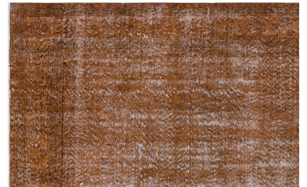 Brown Over Dyed Vintage Rug 6&#39;7&#39;&#39; x 10&#39;1&#39;&#39; ft 201 x 308 cm