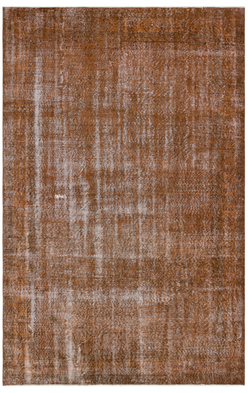 Brown Over Dyed Vintage Rug 6&#39;7&#39;&#39; x 10&#39;1&#39;&#39; ft 201 x 308 cm