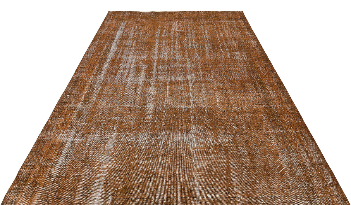 Brown Over Dyed Vintage Rug 6&#39;7&#39;&#39; x 10&#39;1&#39;&#39; ft 201 x 308 cm