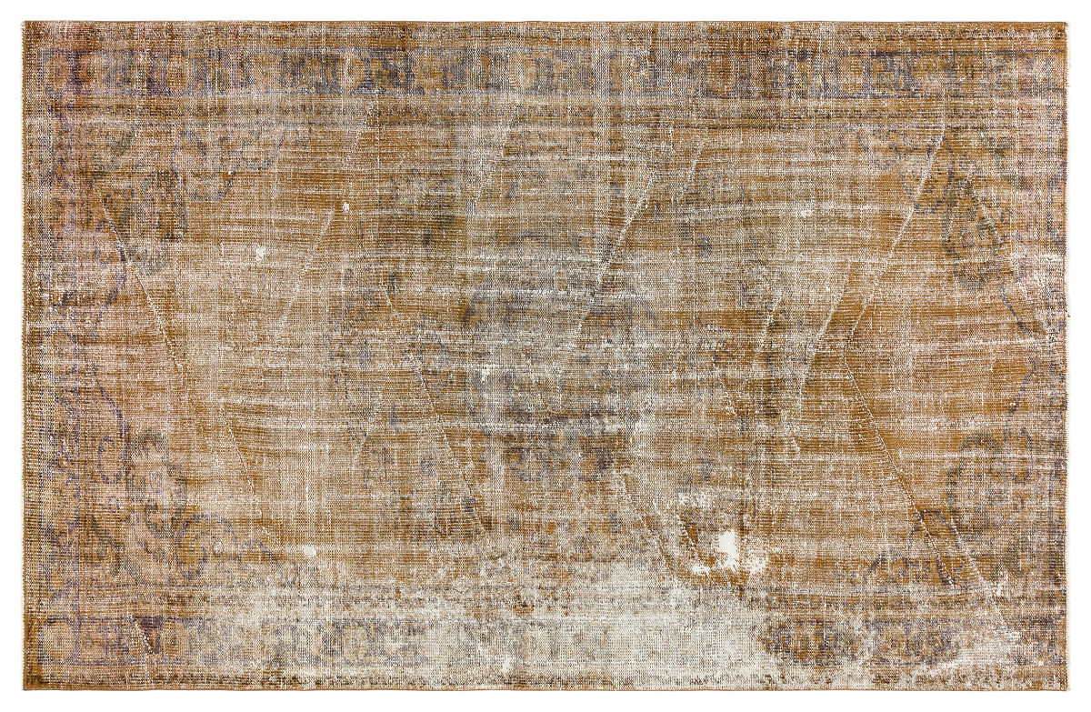 Traditional Design Brown Over Dyed Vintage Rug 5&#39;1&#39;&#39; x 7&#39;8&#39;&#39; ft 154 x 233 cm