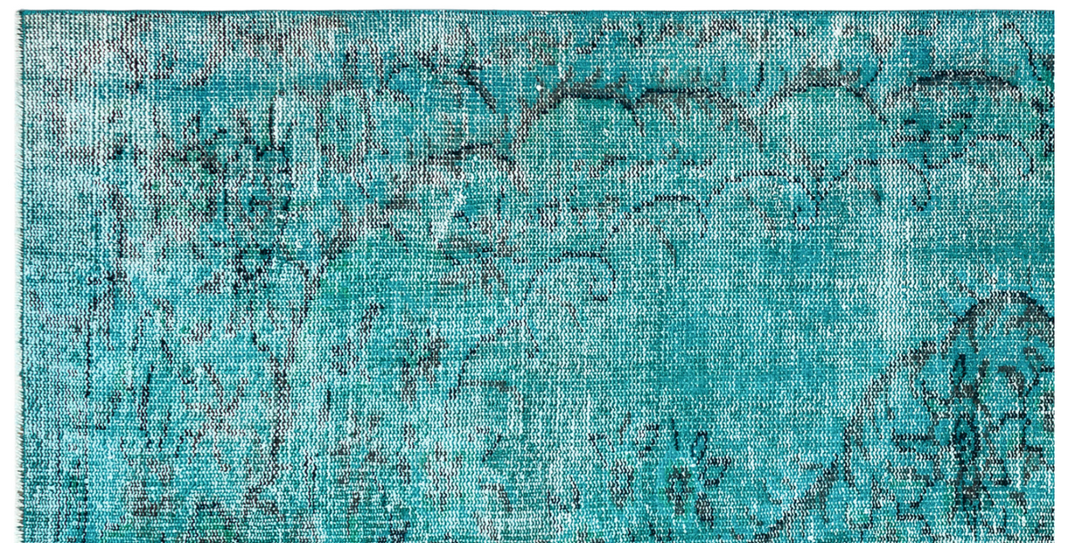 Traditional Design Turquoise Over Dyed Vintage Rug 4&#39;8&#39;&#39; x 8&#39;9&#39;&#39; ft 141 x 266 cm