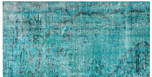 Traditional Design Turquoise Over Dyed Vintage Rug 4'8'' x 8'9'' ft 141 x 266 cm