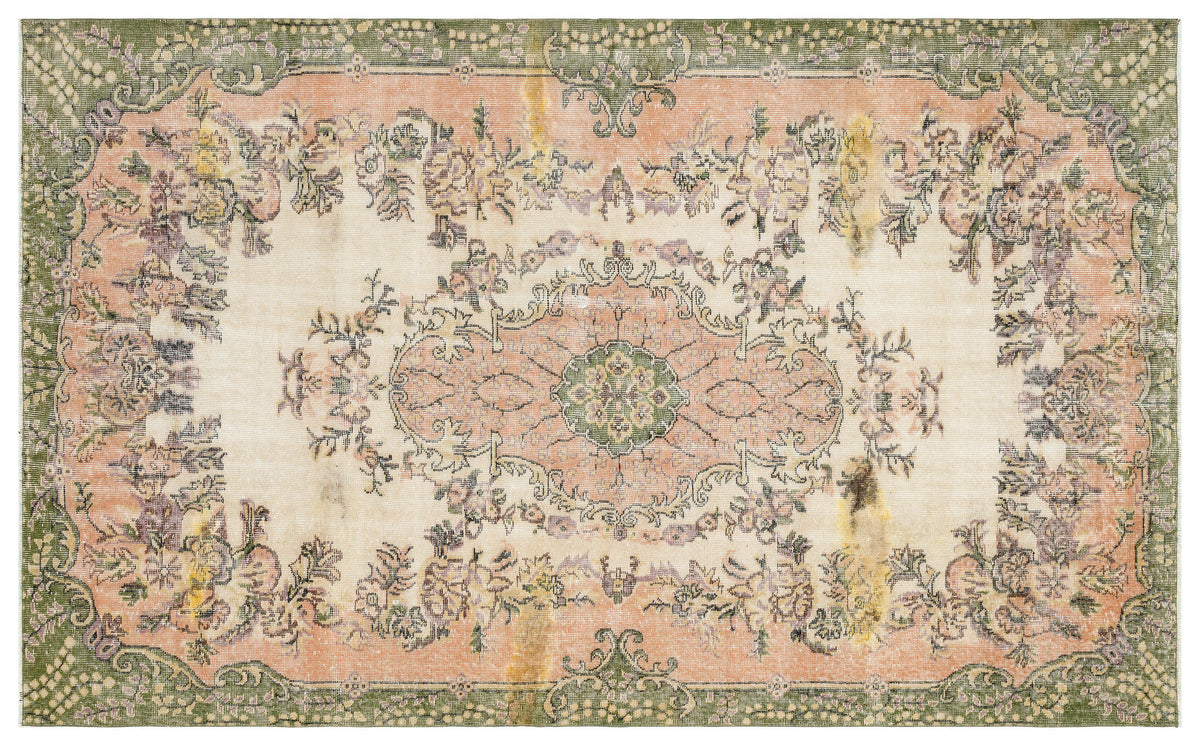 Traditional Design Beige Over Dyed Vintage Rug 5&#39;10&#39;&#39; x 9&#39;8&#39;&#39; ft 178 x 295 cm