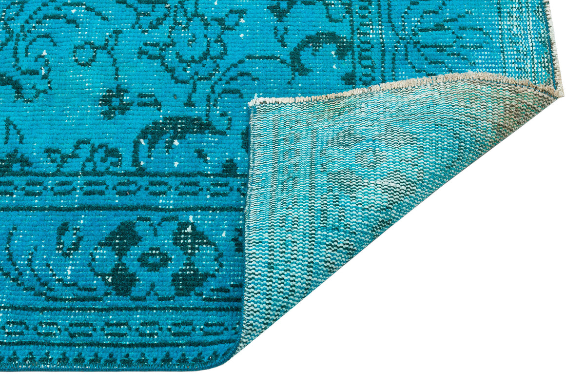Traditional Design Turquoise Over Dyed Vintage Rug 5&#39;0&#39;&#39; x 8&#39;11&#39;&#39; ft 153 x 272 cm