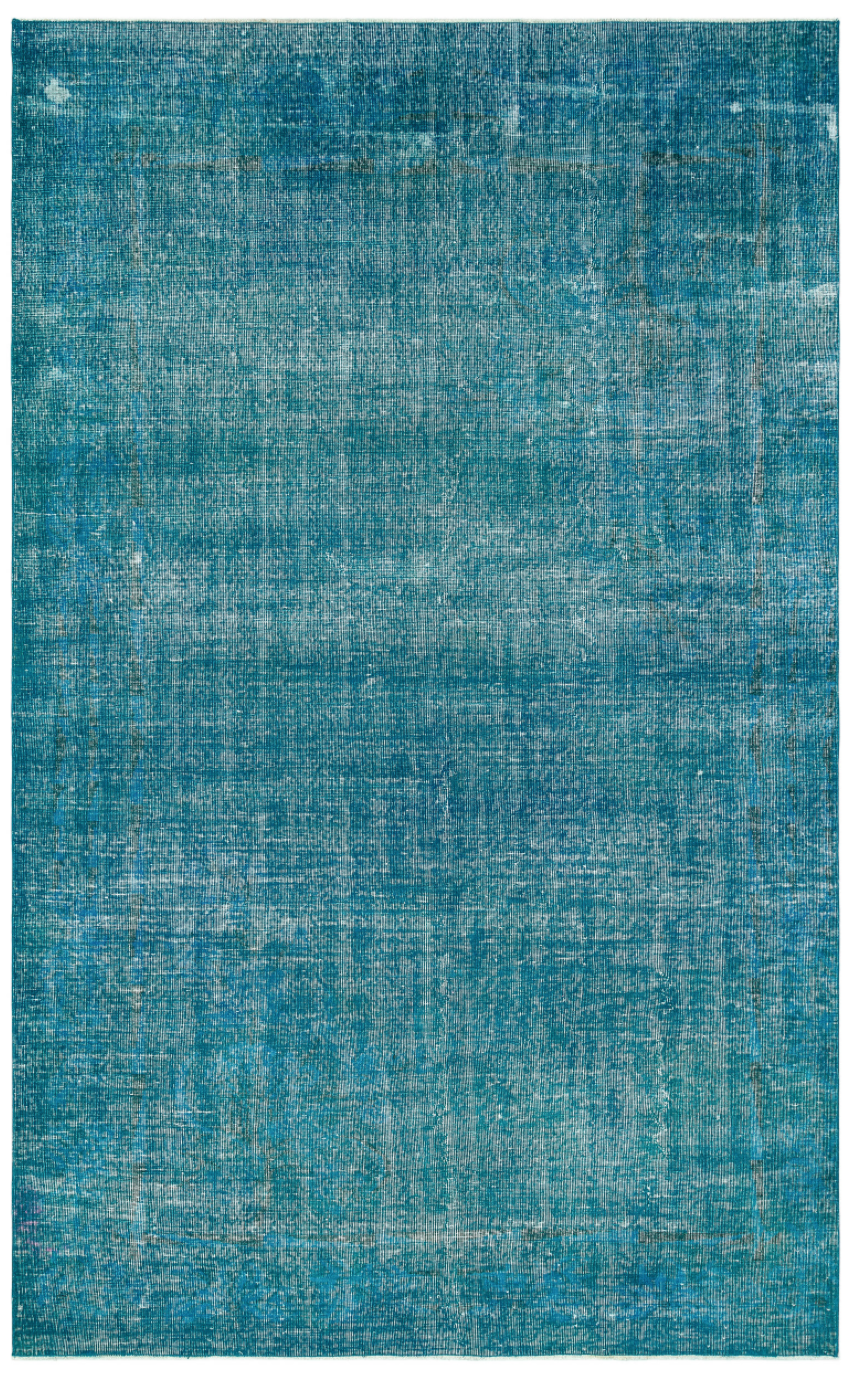 Turquoise Over Dyed Vintage Rug 6&#39;8&#39;&#39; x 10&#39;6&#39;&#39; ft 203 x 319 cm