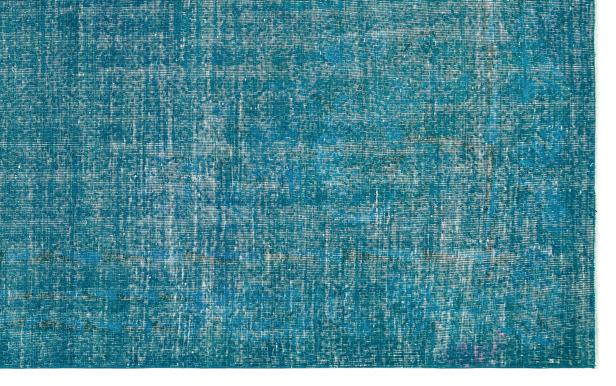 Turquoise Over Dyed Vintage Rug 6&#39;8&#39;&#39; x 10&#39;6&#39;&#39; ft 203 x 319 cm