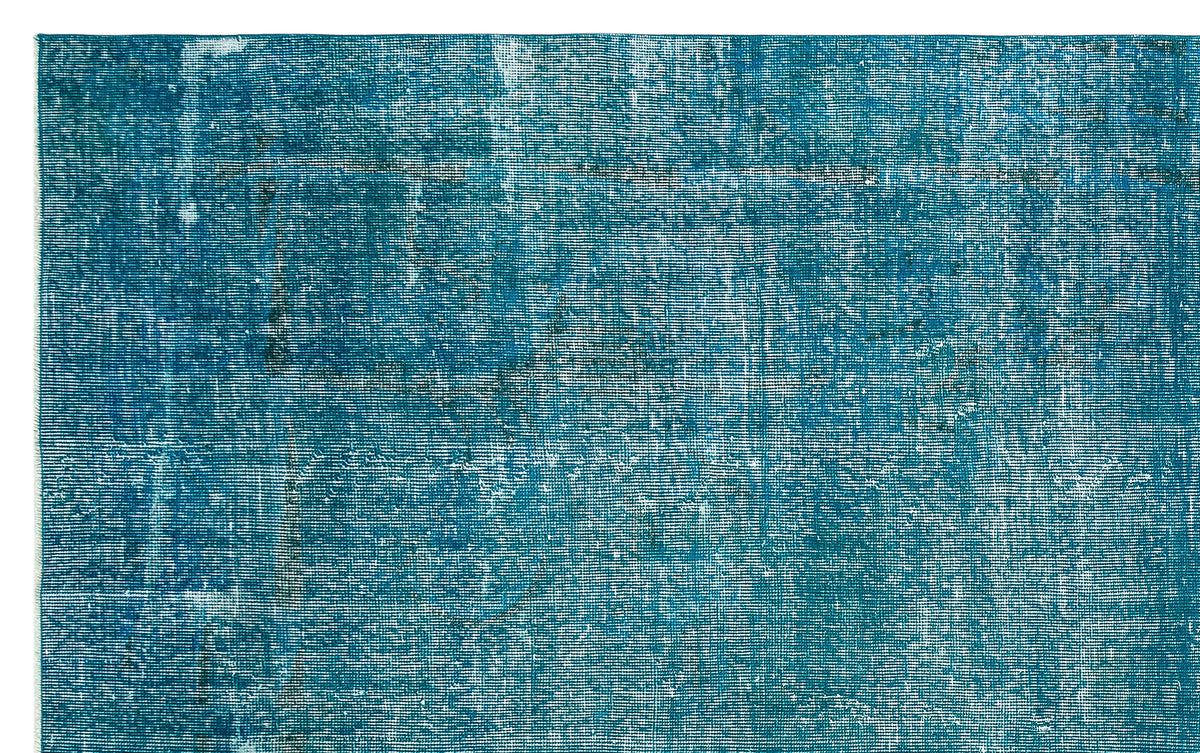 Turquoise Over Dyed Vintage Rug 6&#39;8&#39;&#39; x 10&#39;6&#39;&#39; ft 203 x 319 cm