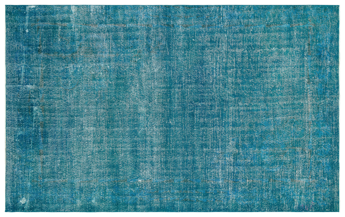 Turquoise Over Dyed Vintage Rug 6&#39;8&#39;&#39; x 10&#39;6&#39;&#39; ft 203 x 319 cm