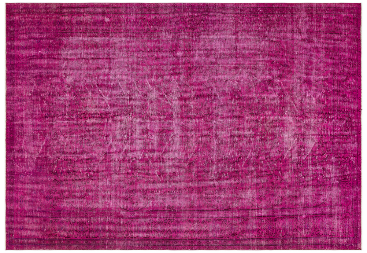 Fuchsia Over Dyed Vintage Rug 6&#39;7&#39;&#39; x 9&#39;5&#39;&#39; ft 201 x 287 cm