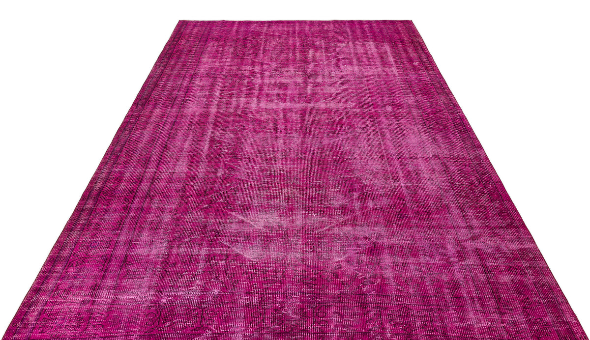 Fuchsia Over Dyed Vintage Rug 6&#39;7&#39;&#39; x 9&#39;5&#39;&#39; ft 201 x 287 cm