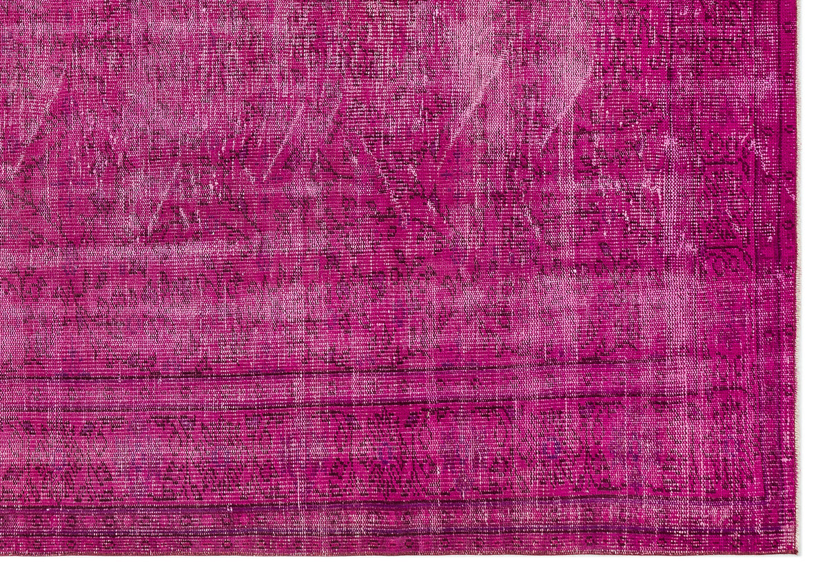 Fuchsia Over Dyed Vintage Rug 6&#39;7&#39;&#39; x 9&#39;5&#39;&#39; ft 201 x 287 cm